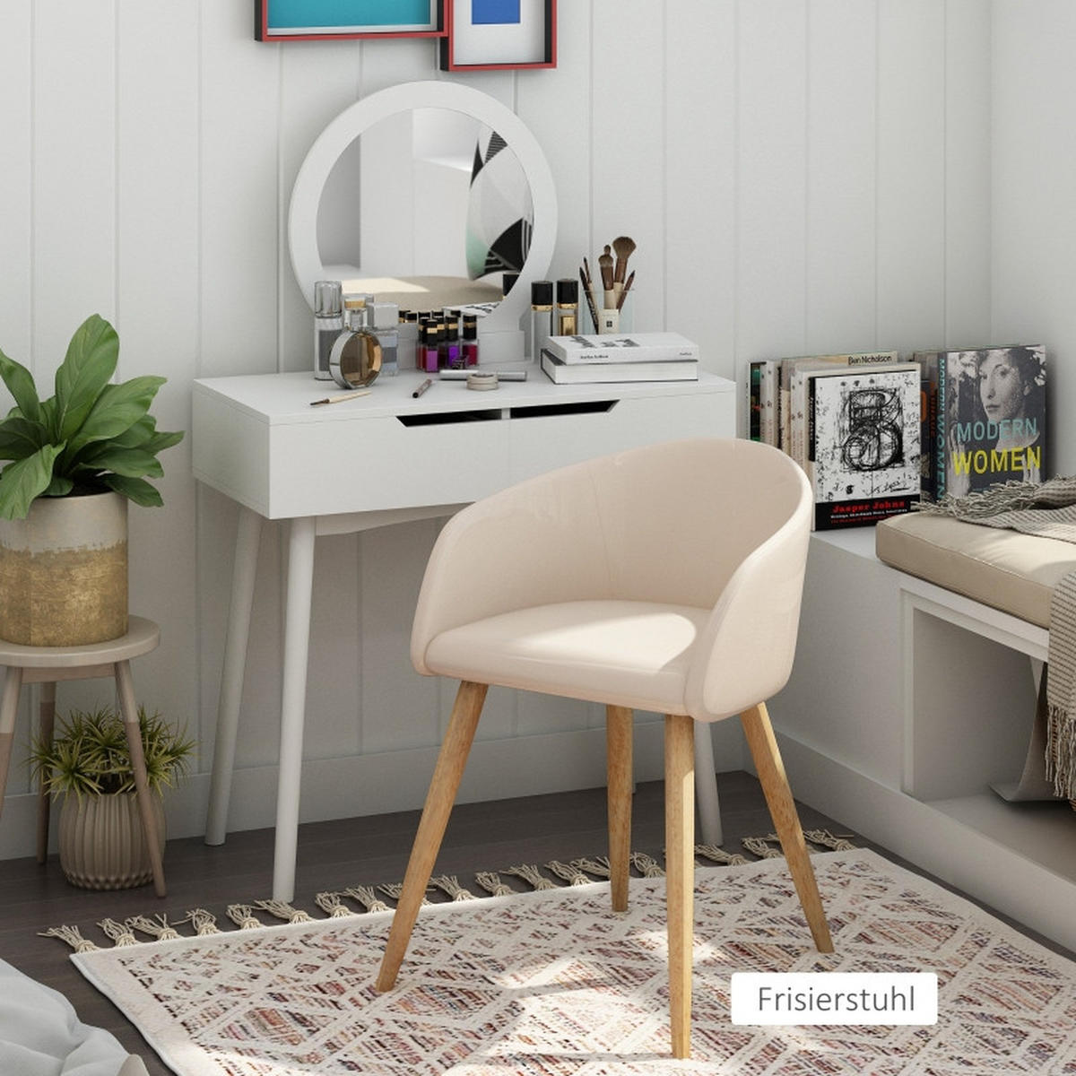 ARMLEHNSTUHL-SET DE-36045 2 Stück mit Holzbeinen Beige - Beige, Metall (55/74/56cm) - ComfortXL