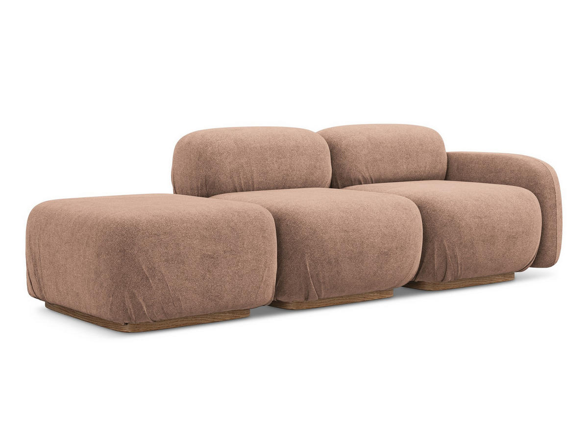 3-SITZER SOFA Bouclé Stoff Pink - Pink/Hellrosa, Holz/Textil (258/73/95cm) - Makamii