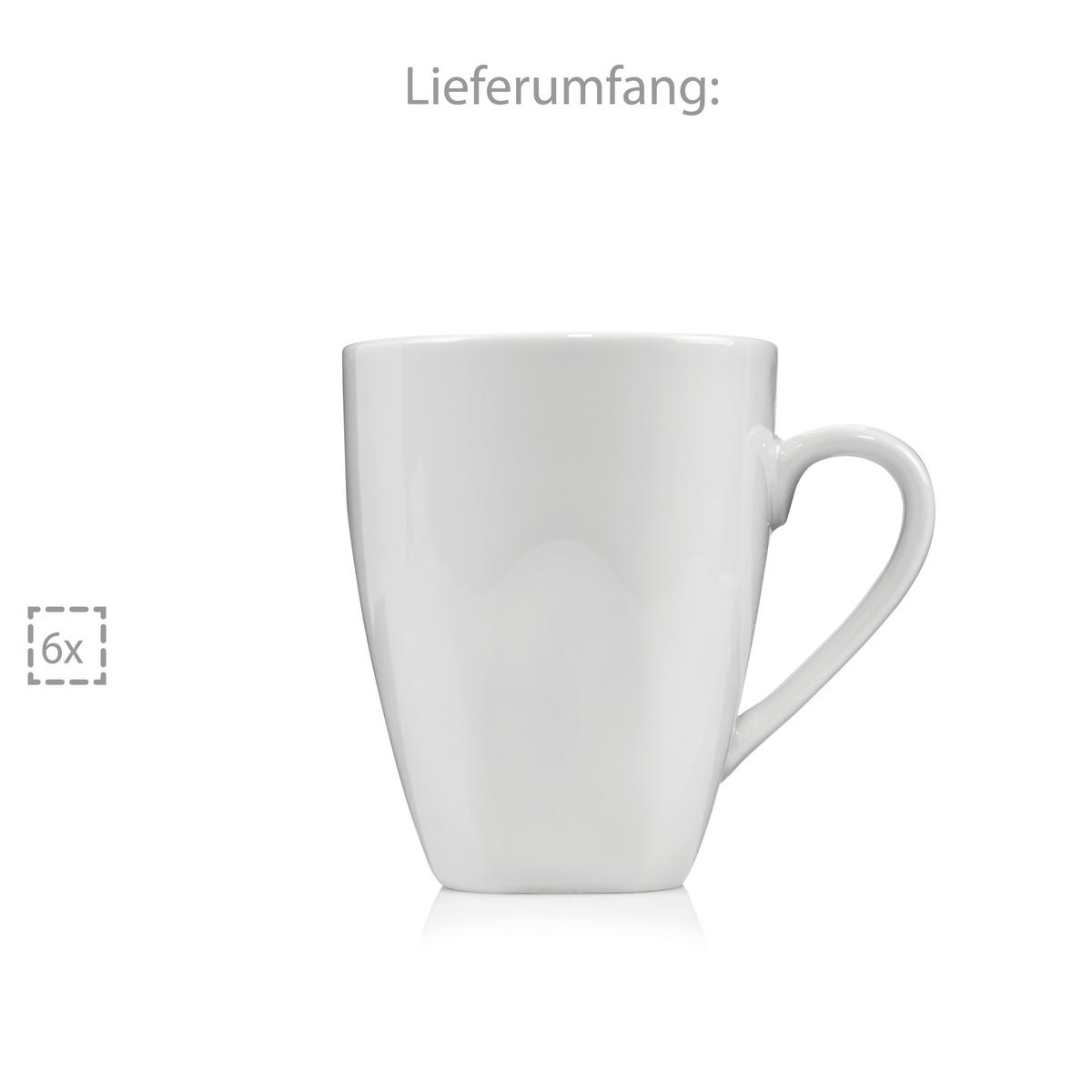 KAFFEEBECHER SET AVALON - 6 teilig aus Porzellan - Weiß, Keramik (32.5/18.5/22.5cm) - Sänger