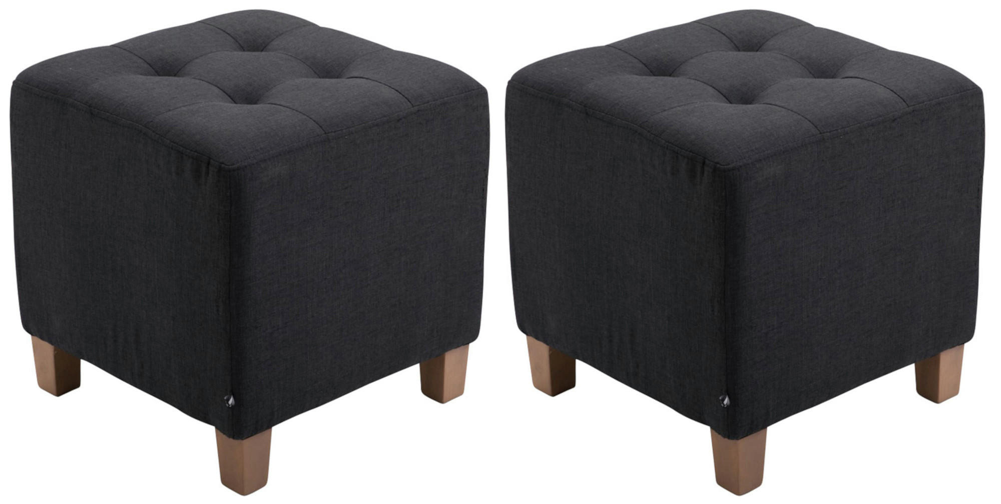 SITZWÜRFEL 2er Set Stoff schwarz - Schwarz, Holz/Textil (45/46/45cm) - CLP