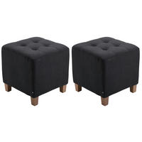 SITZWÜRFEL 2er Set Stoff schwarz - Schwarz, Holz/Textil (45/46/45cm) - CLP