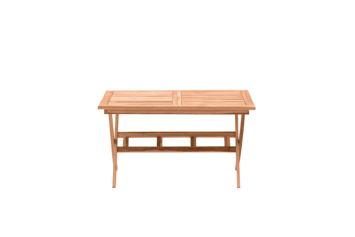 GARTENTISCH Teaka mit Schirmhalter, 135x85 cm,Teakholz, klappbar - Naturfarben, Holz (85/135/75cm) - TPFGarden