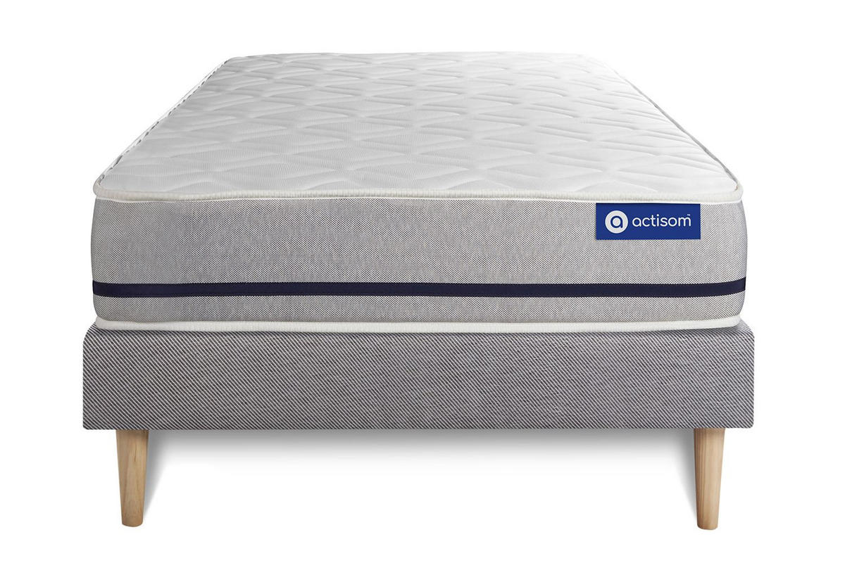 BETT Actimemo soft Memory-Schaum 90 x 200 cm h2 - Kit Bettgestell Grau - Beige/Grau, Holz (90/200cm) - ACTISOM