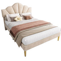 SAMT-POLSTERBETT 140/200 cm in Beige mit verstellbarem Kopfteil - Beige, Textil (140/200cm) - BEAOK