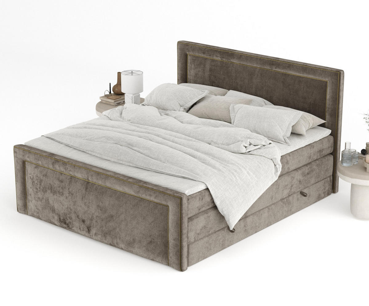 BOXSPRINGBETT Luxora Braun 200/200 cm - Schwarz/Braun, Holz/Holzwerkstoff (200/200cm) - Maison de Reve