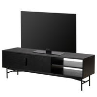 TV-LOWBOARD - Echtholzfurnier - 160 cm - Eichefarben/Schwarz, Holzwerkstoff/Metall (160/50/40cm) - home24