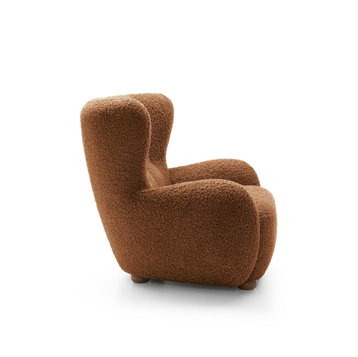 OHRENSESSEL Teddy Rot, Buchenholz Bein, Sessel aus Boucle-Stoff - Buchefarben/Rot, Holzwerkstoff/Textil (88/91/100cm) - Bettso
