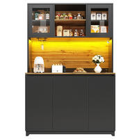 KÜCHENSCHRANK 120x40x180 Cm Acryl Türen LED Schwarz - Schwarz, Metall (120/180/40cm) - FLIEKS