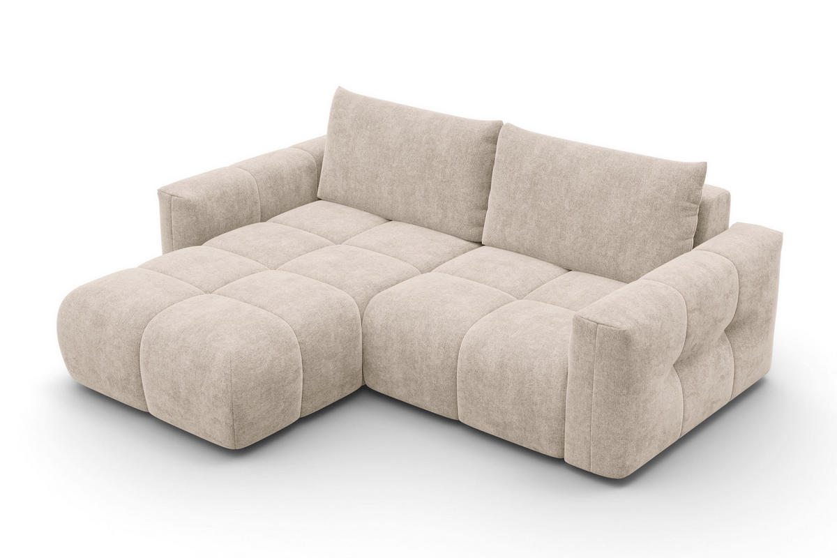 ECKSOFA VERONA 3-Sitzer links, Beige - Beige/Schwarz, Holz/Textil (224/173cm) - Courtois Laville