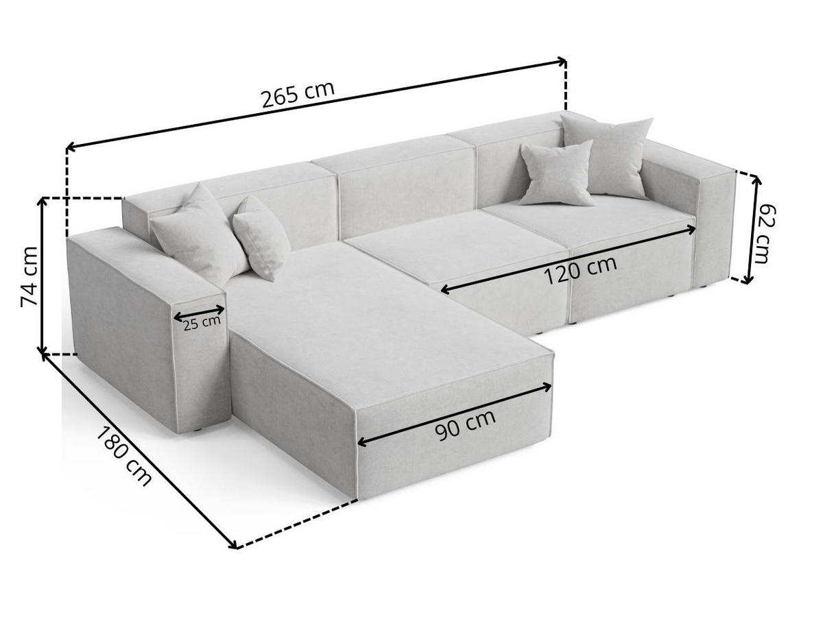 ECKSOFA Arizona Beige Links - Beige, Holz/Textil (180/265cm) - Graingold