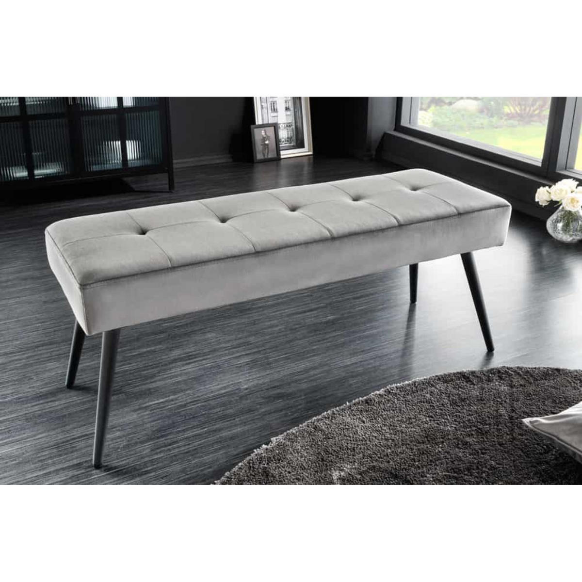 SITZBANK BOUTIQUE Samt Dunkelgrau, Schwarz 100 cm - Dunkelgrau, Textil (100/45/35cm) - riess-ambiente