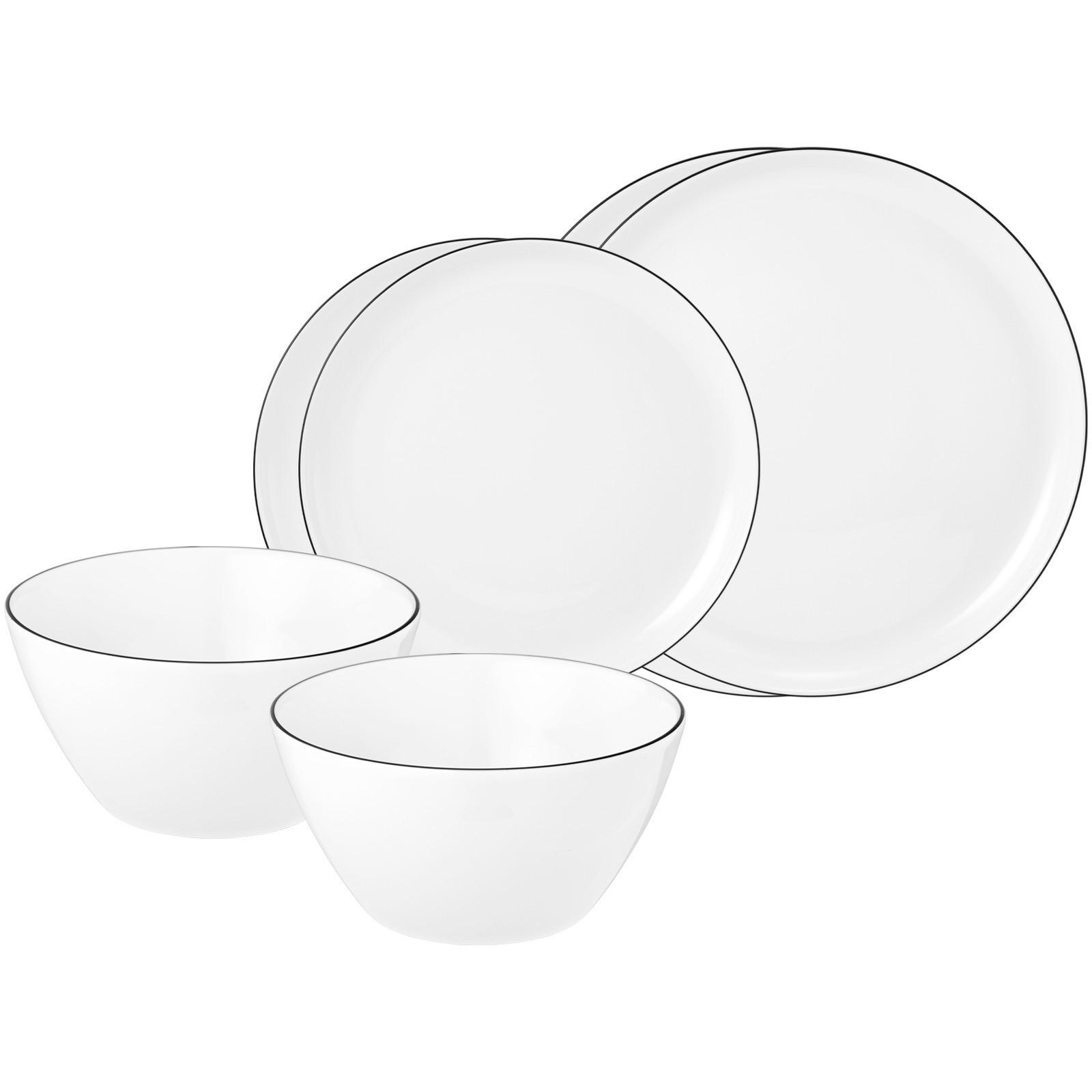 BASIC-SET Lido Black Line weiß 6er Set - Weiß, Keramik (1/1/1cm) - Seltmann Weiden