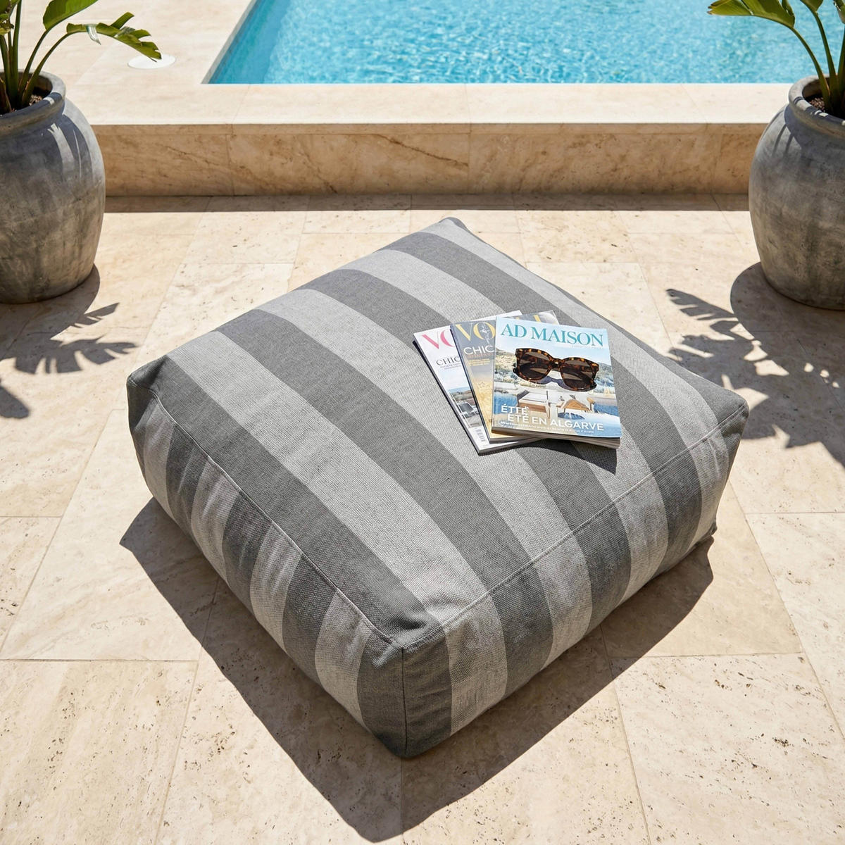 OUTDOOR-SITZSACK, Grau - Grau, Textil - Oviala