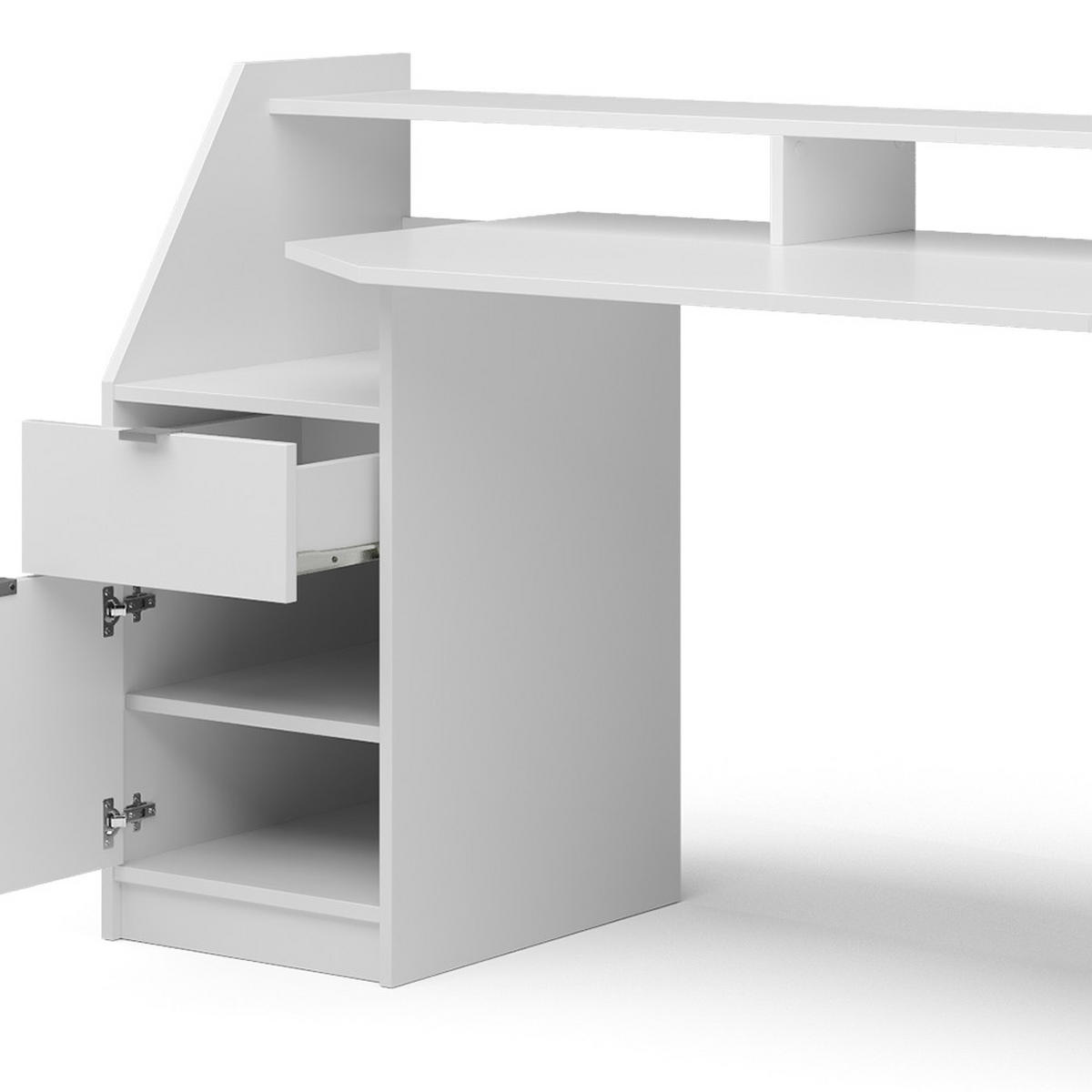 GAMING TISCH Joel Weiß 179.8 x 65.5 cm - Weiß, Holzwerkstoff (65.5/179.8/90.6cm) - Vicco