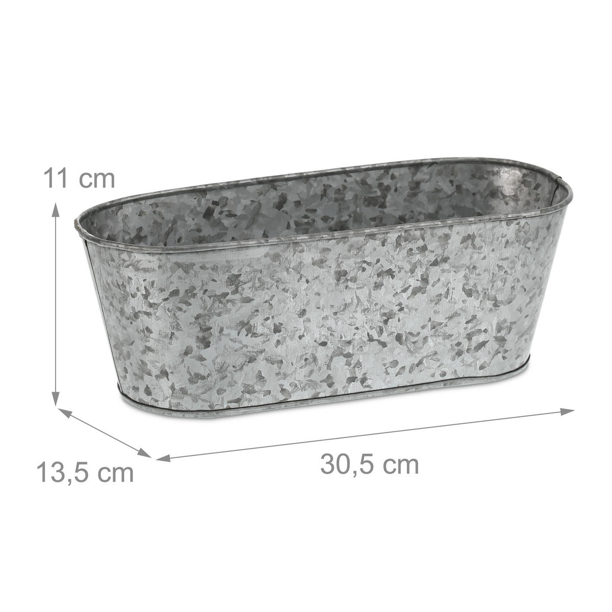 ZINKWANNE - Silberfarben, Metall (30.5/11/13.5cm) - Relaxdays