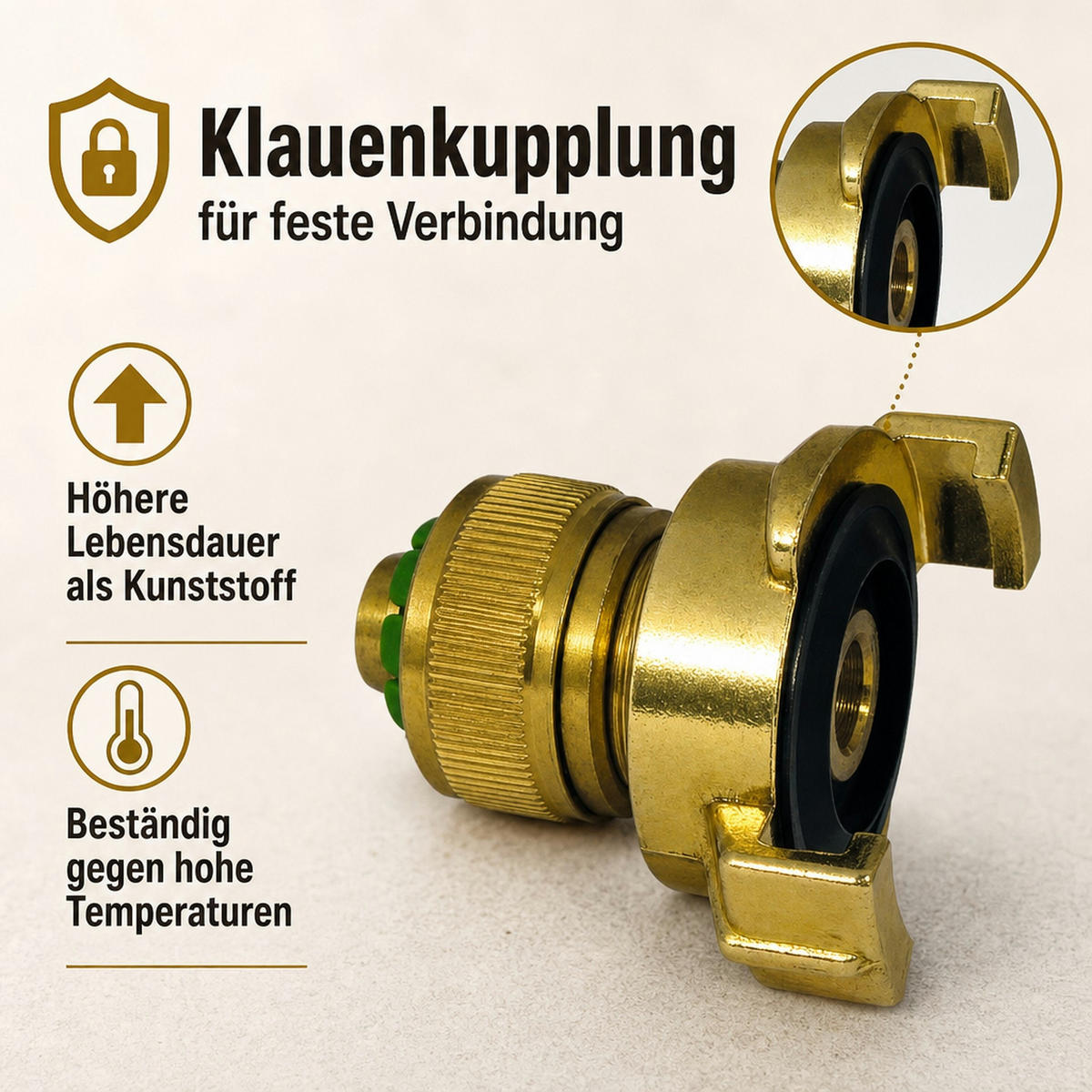 SCHLAUCH Schnellkupplung Messing - Messingfarben, Metall (7/6/8cm) - BONI-SHOP