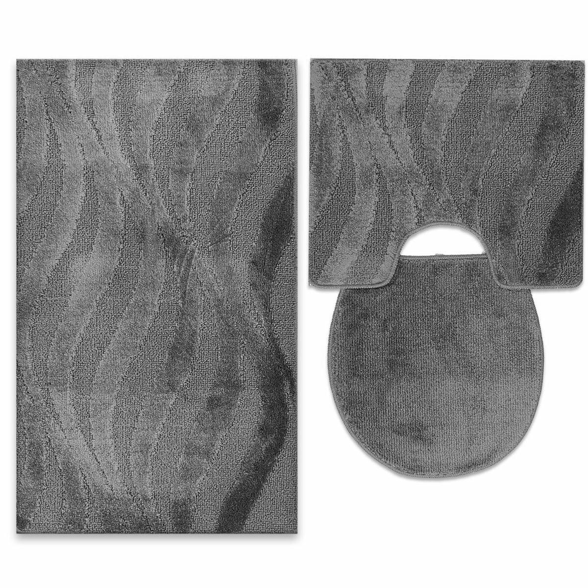 BADEMATTE Set 3 tlg GRAU - Grau, Textil (60/100cm) - ROLFNERS