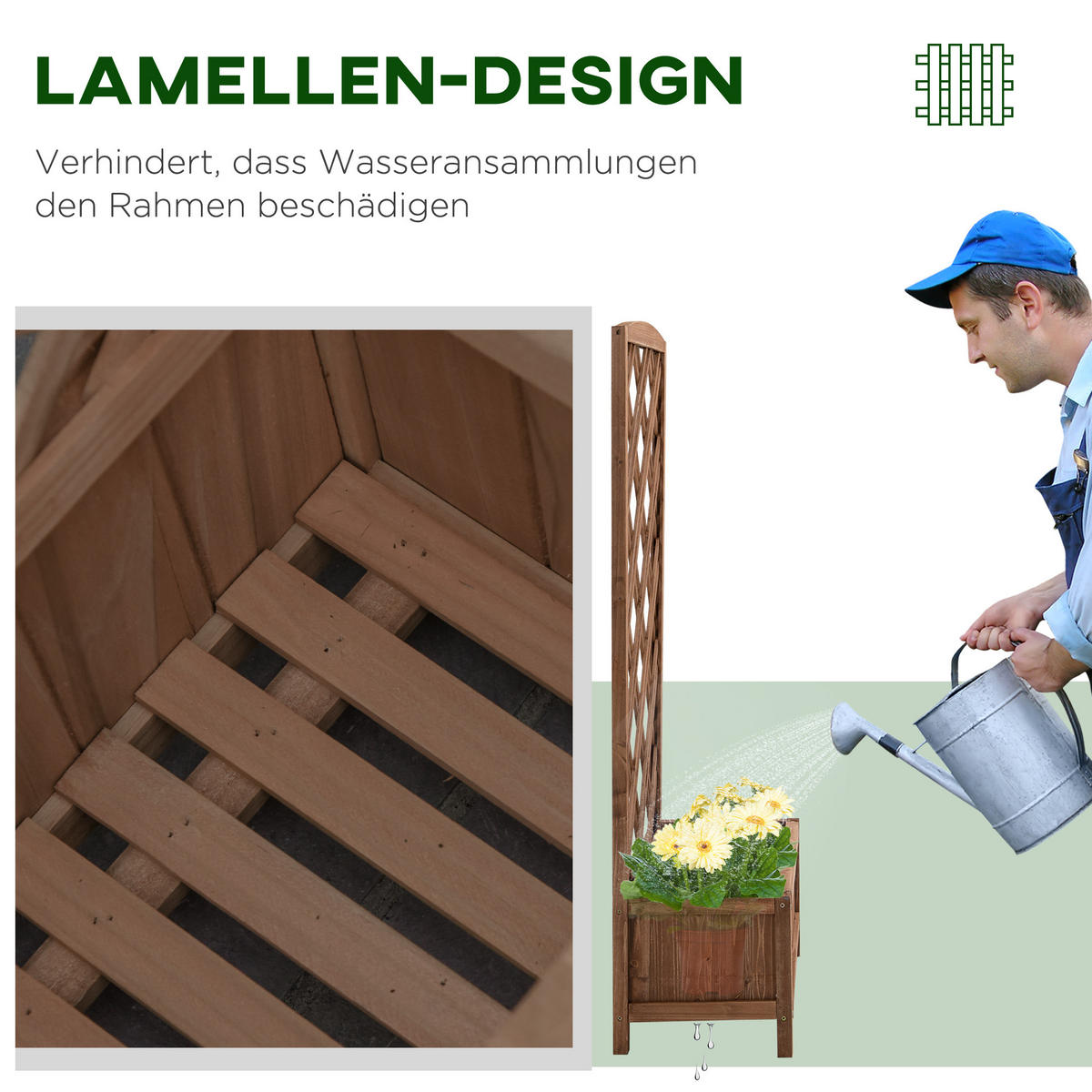 HOCHBEET, Tannenholz, Gelb - Gelb, Holz (30/122/60cm) - Outsunny
