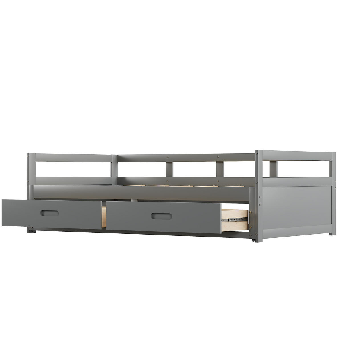 SCHLAFSOFA 90/200 cm aus Kiefern mit Ausziehfunktion und 2 Schubladen, Grau - Grau, Holzwerkstoff (204.5/60/184cm) - Redom