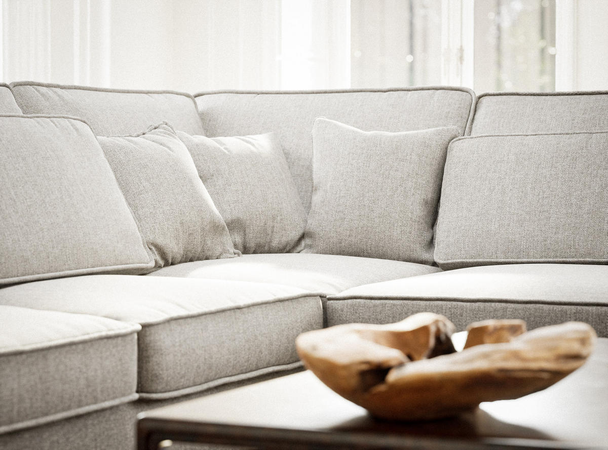 ECKSOFA Kirou Beige grau Webstoff - Rechts Seite - Greige/Schwarz, Holz/Holzwerkstoff (225/311cm) - Maison de Reve