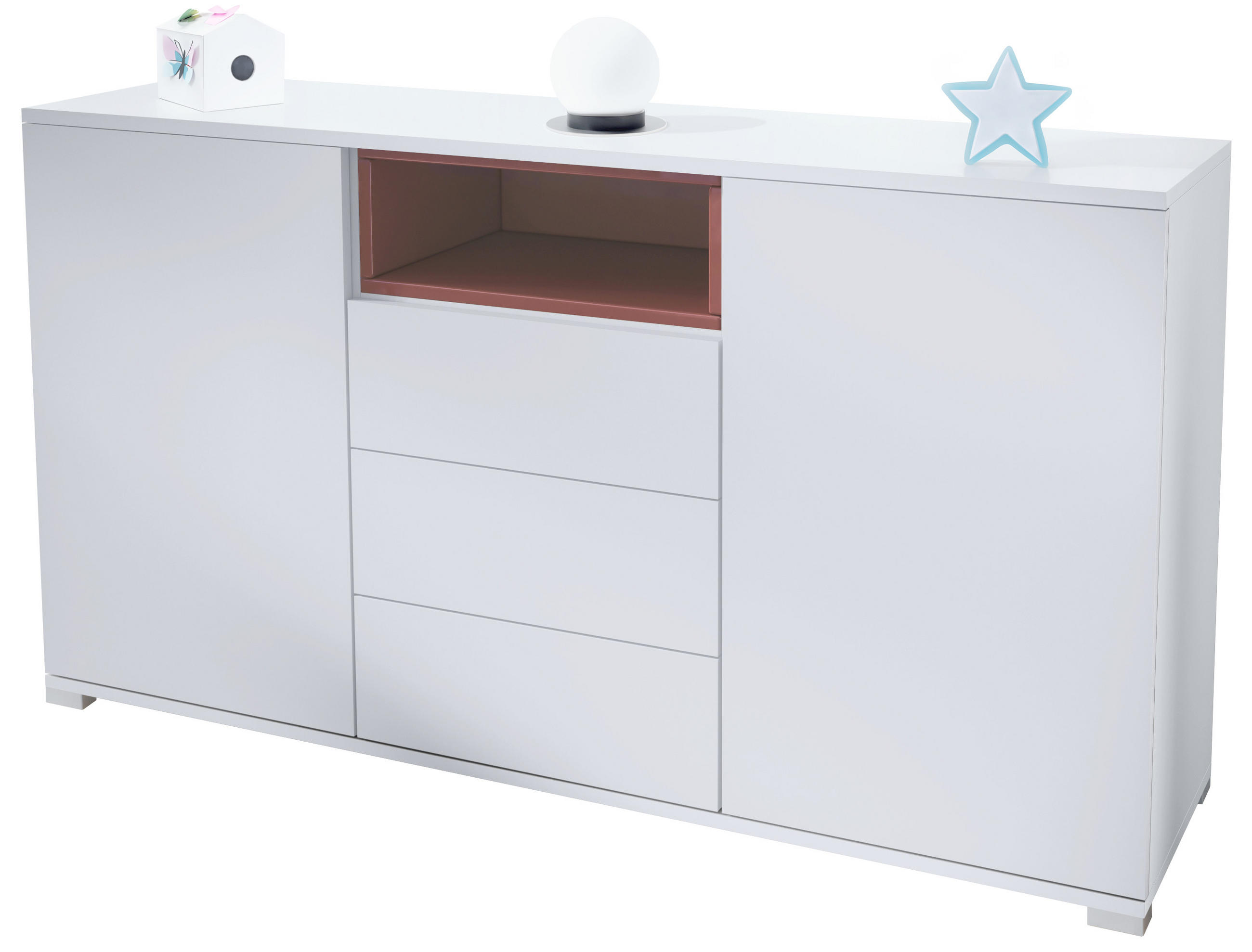 SIDEBOARD Skadu Bordeaux Hochglanz - Bordeaux, Holzwerkstoff (138.5/75.5/35cm) - Vladon