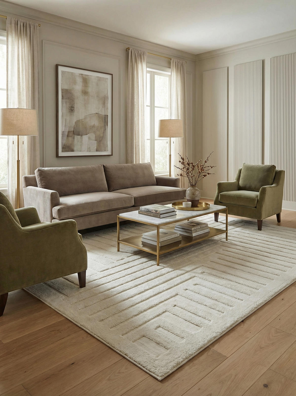 TEPPICH Struktur 3D hoch-tief geometrisch weich pflegeleicht EDEN-Lazonby, Elfenbein 120x170 cm - Champagner, Textil (120/170cm) - KADIMA DESIGN