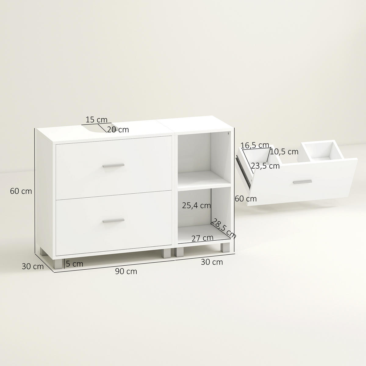 HÄNGESCHRANK Weiß 1 Stück - Weiß, Kunststoff (90/60/30cm) - GiPP