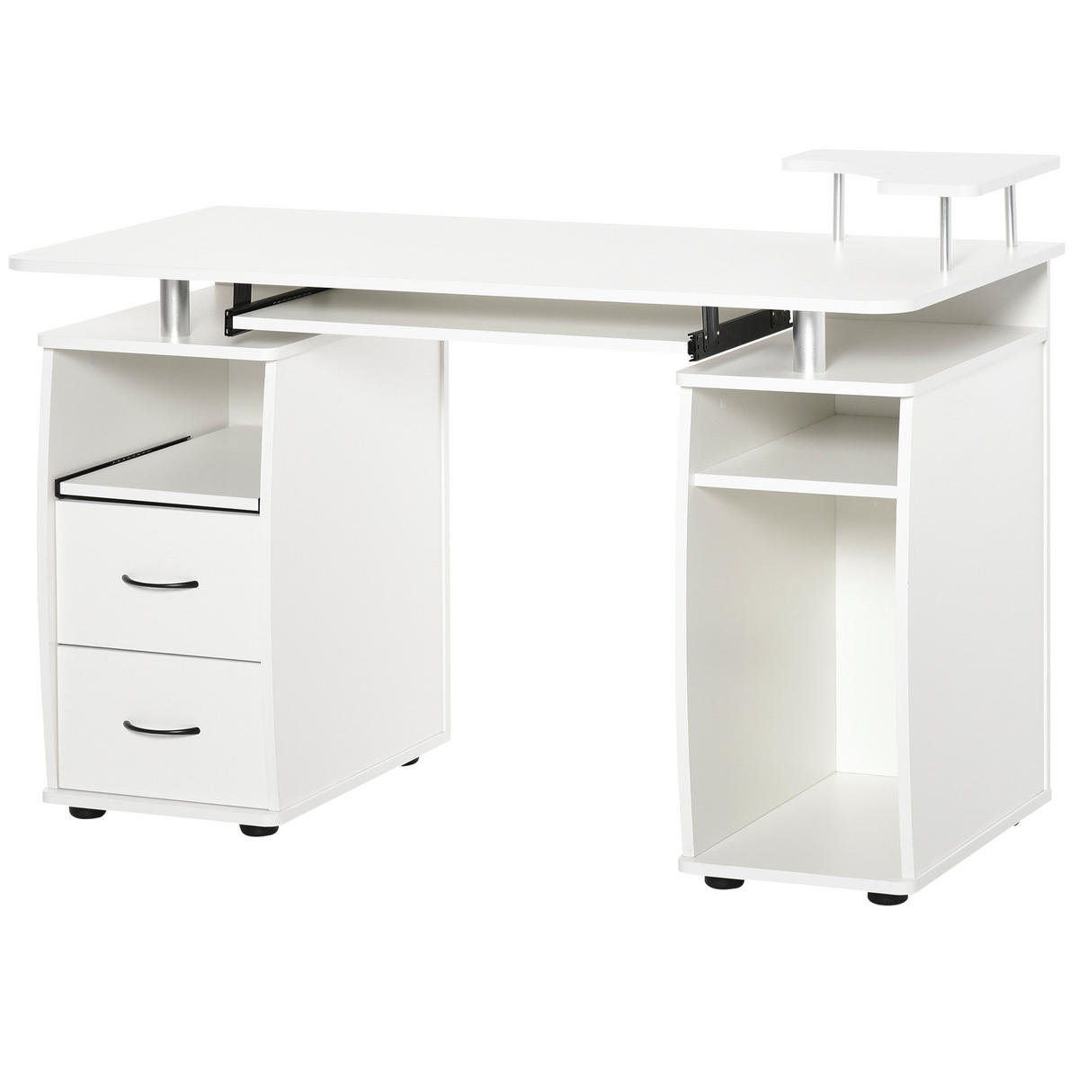 SCHREIBTISCH Weiß mit Tastaturauszug und Schubladen 120/55/85 cm - Weiß, Holz (55/120/85cm) - PANGIVO