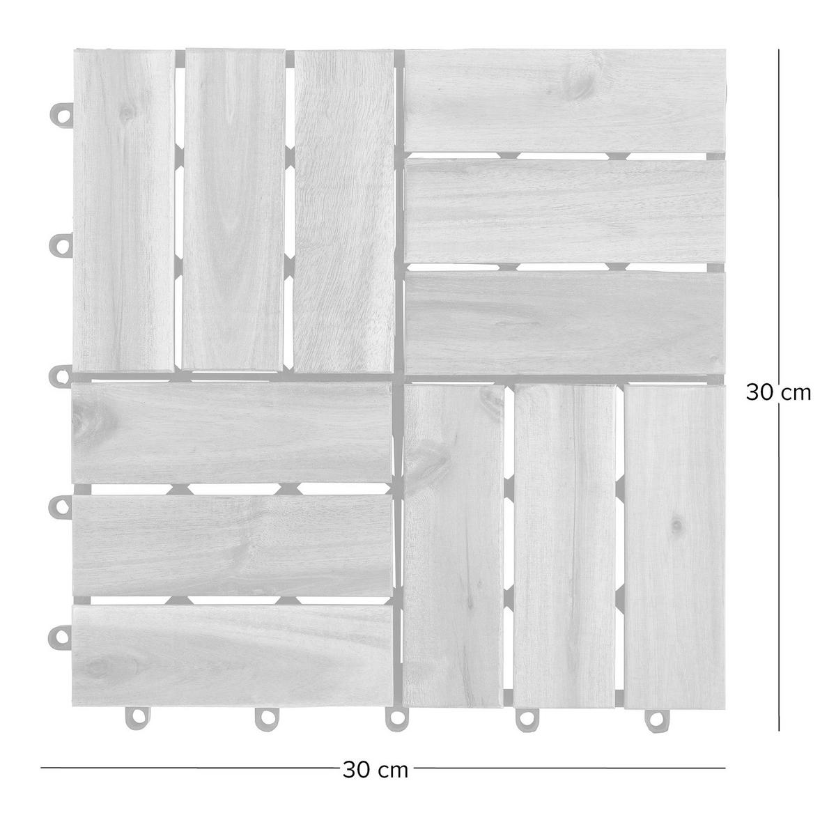 TERRASSENFLIESE - Akazie massiv - 10er-Set - Akaziefarben, Holz/Kunststoff (30/30/2.4cm) - home24