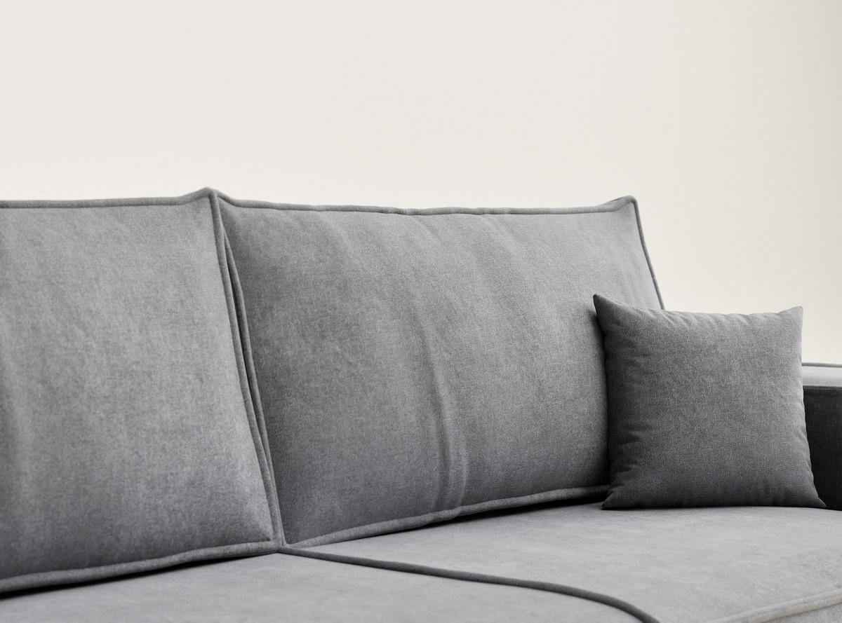 SOFA MIT SCHLAFFUNKTION Milos Grau Webstoff - Schwarz/Grau, Holz/Holzwerkstoff (255/70/105cm) - Maison de Reve
