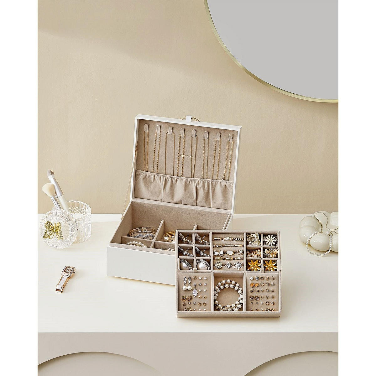 SCHMUCKKÄSTCHEN SANTO DOMINGO - Weiß, Holzwerkstoff (24/11/20.5cm) - Hansiro
