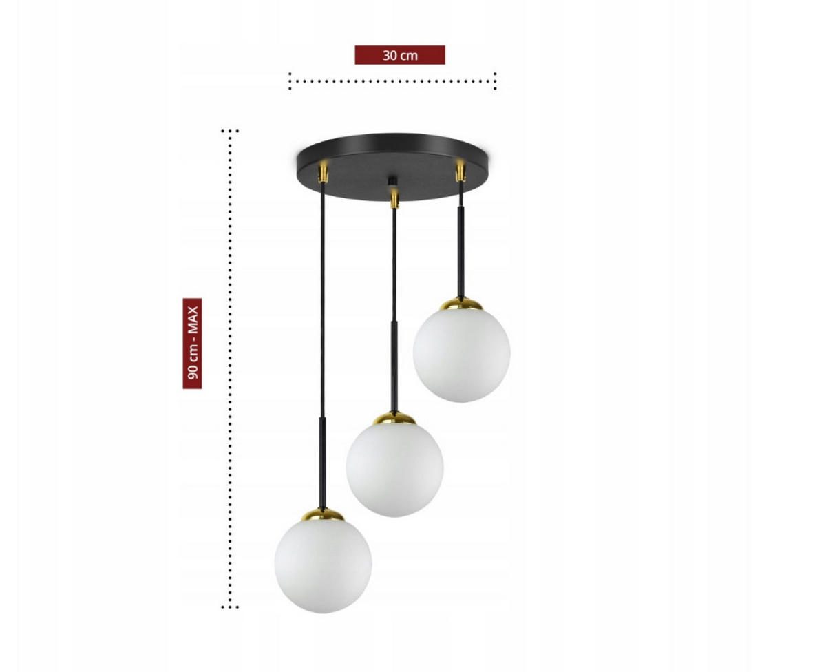 PENDELLEUCHTE Milano Glas - Goldfarben/Schwarz, Glas/Metall (35/35/90cm) - kiki design