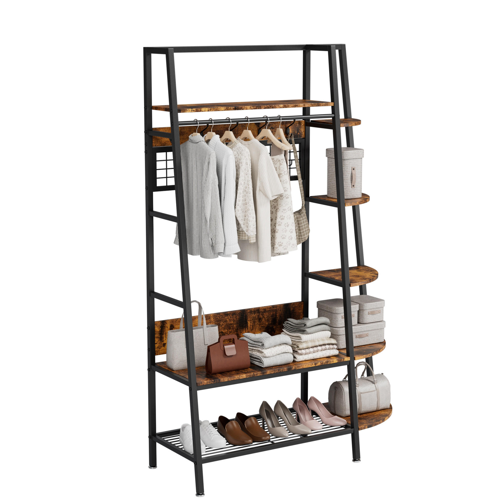 Beauniv Garderobenständer Schwarz 43.4x182.6x123.4 cm