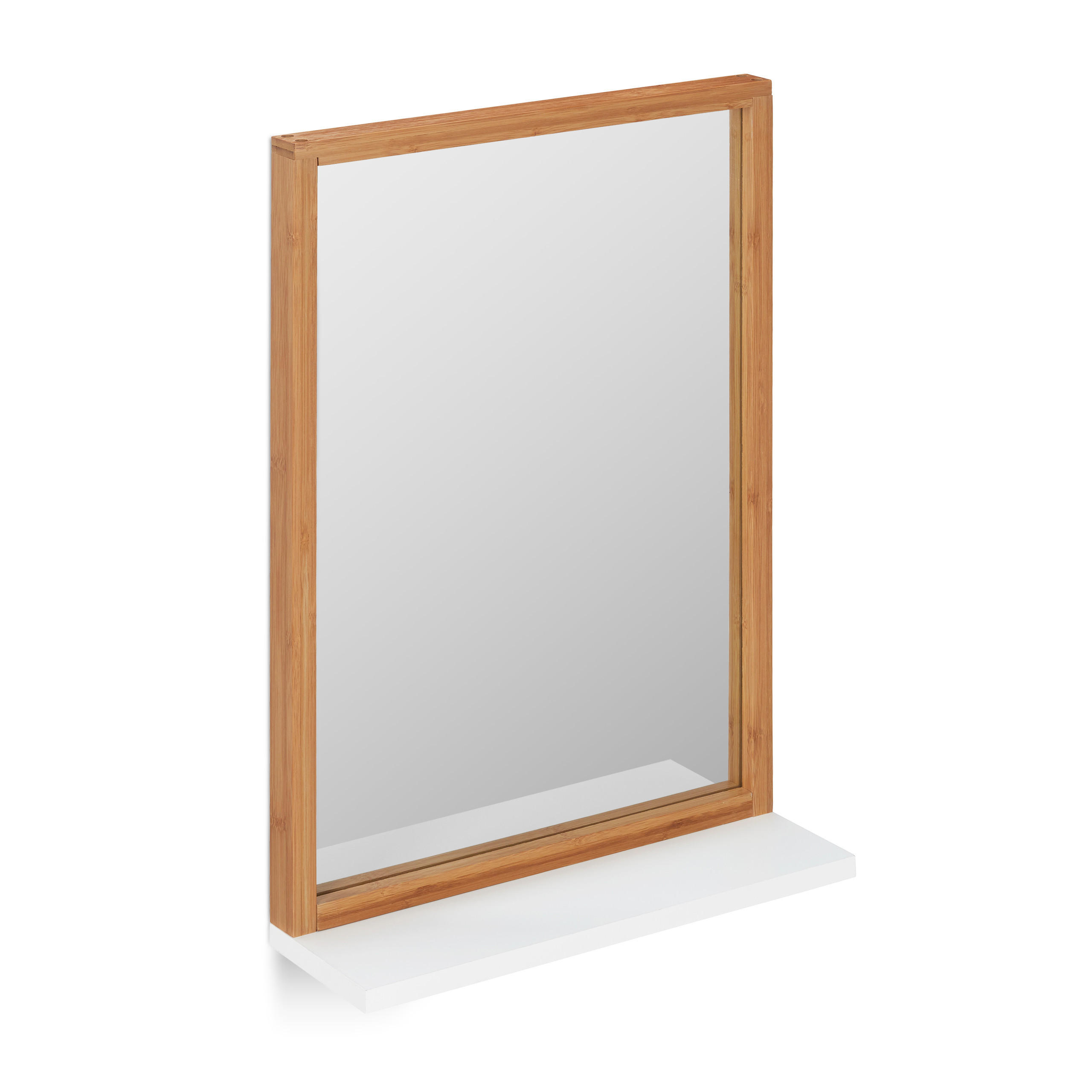 OGLINDĂ Natural alb de perete cu poliță bambus 54,5 cm