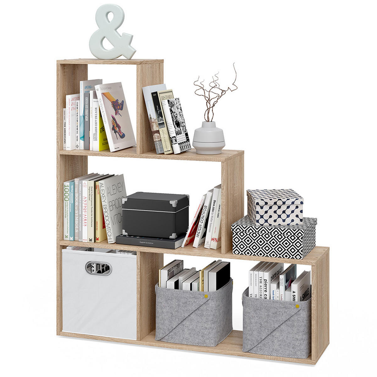 TREPPENREGAL Sonoma 116.8 x 123.2 cm - Sonoma Eiche, Holzwerkstoff (116.8/123.2/29cm) - Vicco