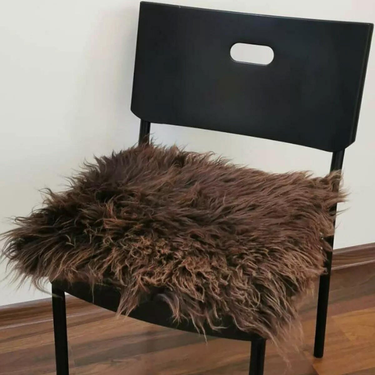 SITZKISSEN Stuhlauflage aus echtem Schaffell, Natur, Leinenstoff, 40 cm - Braun, Fell (40/40cm) - Provellus