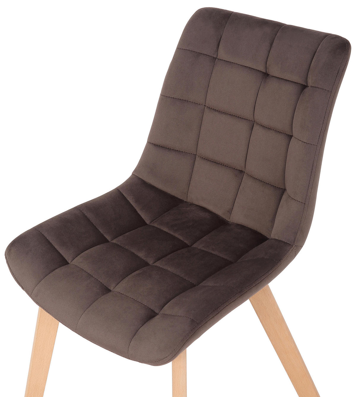 STUHL 2er Set Samt Braun - Eukalyptusholzfarben/Braun, Holz/Textil (46/82/61cm) - CLP