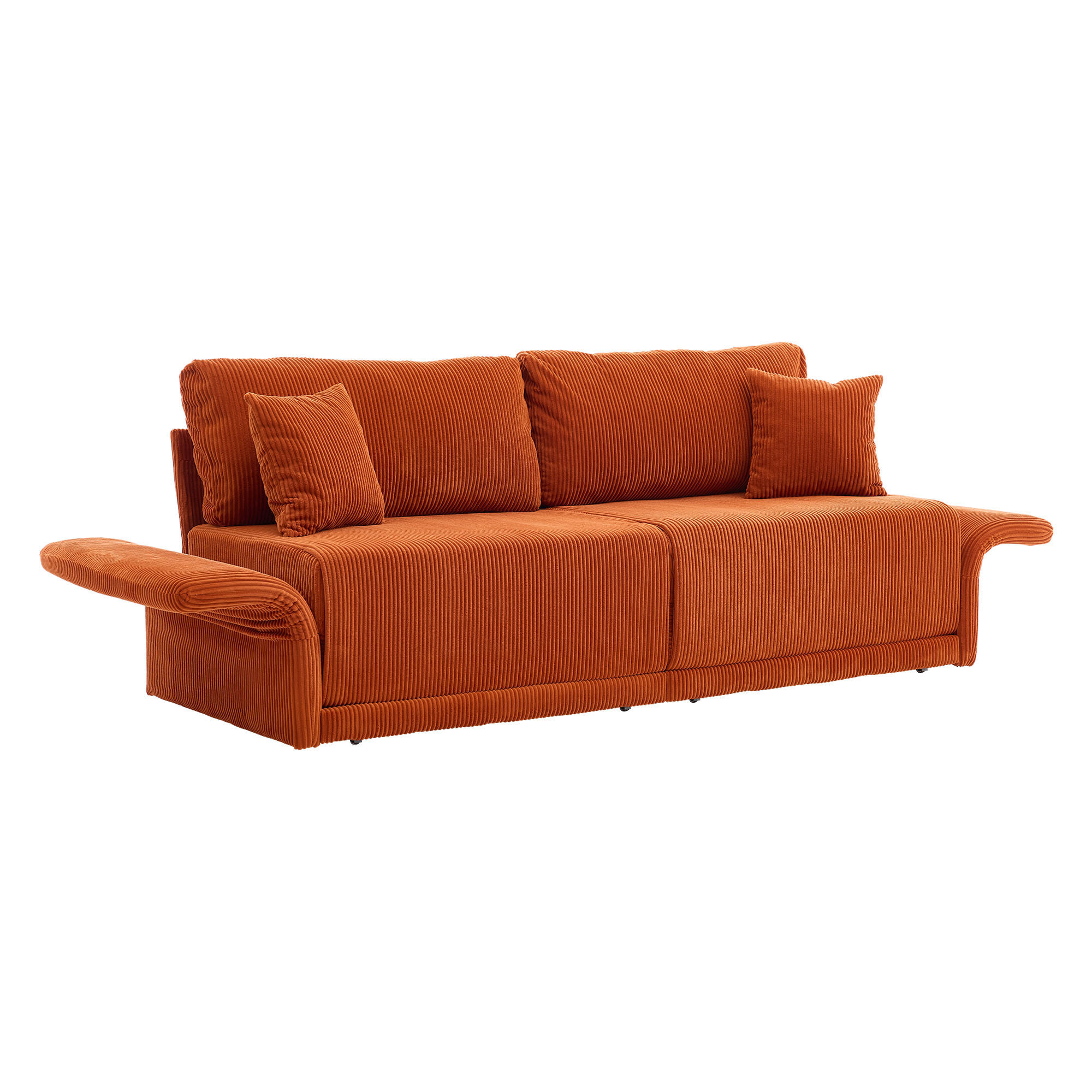 SOFA mit Schlaffunktion 182 cm Orange Cord - Orange, Metall (182/84/88cm) - Meubliv