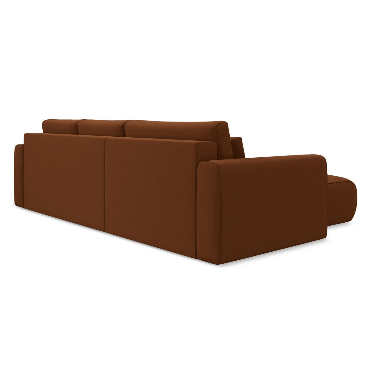 ECKSOFA mit Schlaffunktion Samt Stoff Orange - Terracotta/Schwarz, Kunststoff/Textil (149/278cm) - LaMiaSofa