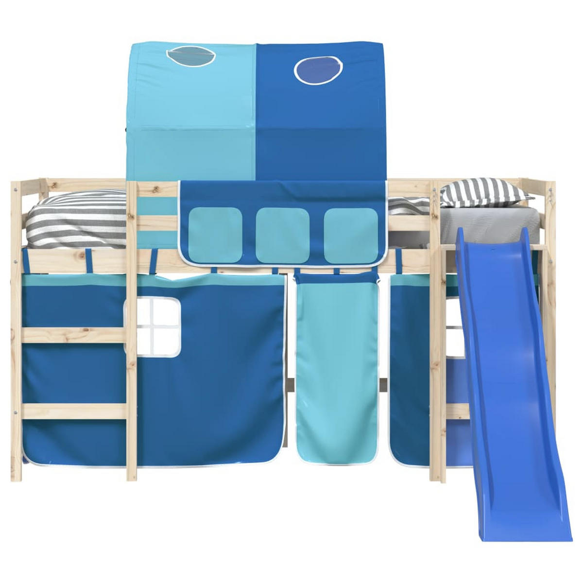 VORHÄNGE Für Hochbett Mit Tunnel Blau Polyester - Blau, Textil - vidaXL