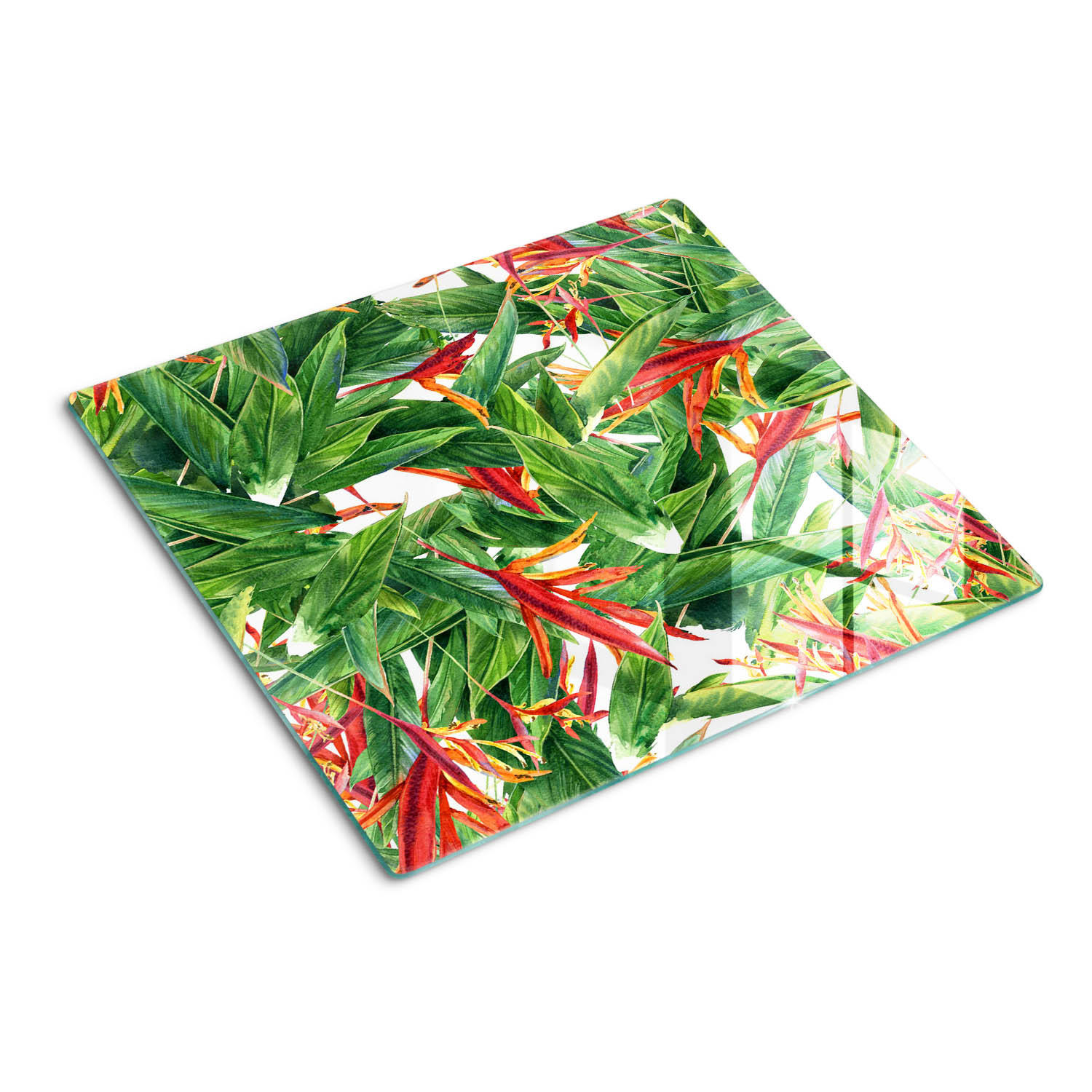 GLASPLATTE 60x52 cm Blumenmuster - Grün, Glas (60/0.4/52cm) - TULUP