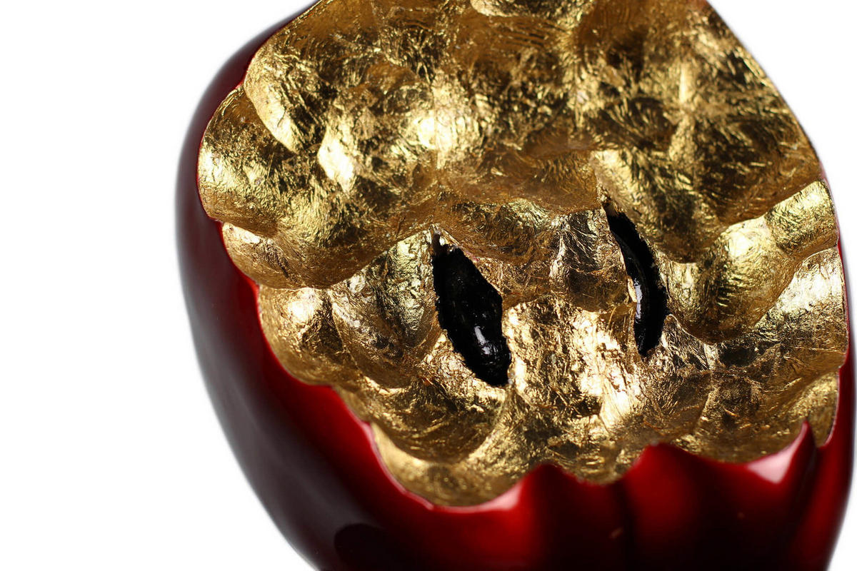 SKULPTUR Gold 31/31 cm - Rot/Goldfarben, Stein (3.5/31/23cm) - KUNSTLOFT