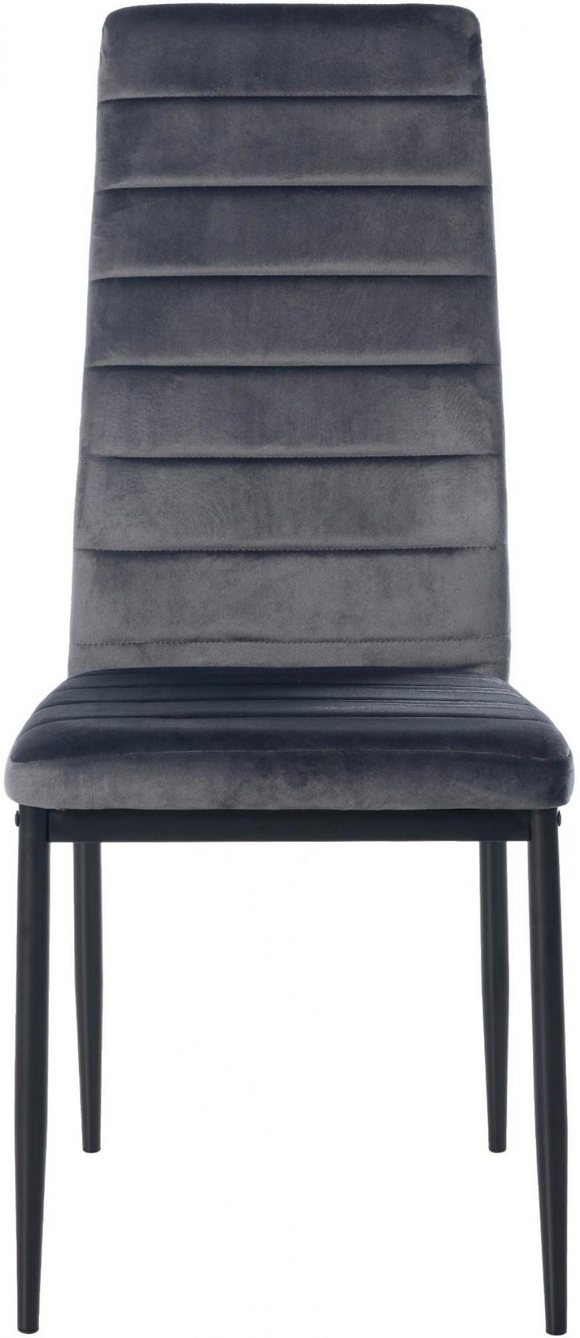 STUHL 6er Set Samt grau - Grau, Textil/Metall (41.5/99/40cm) - CLP