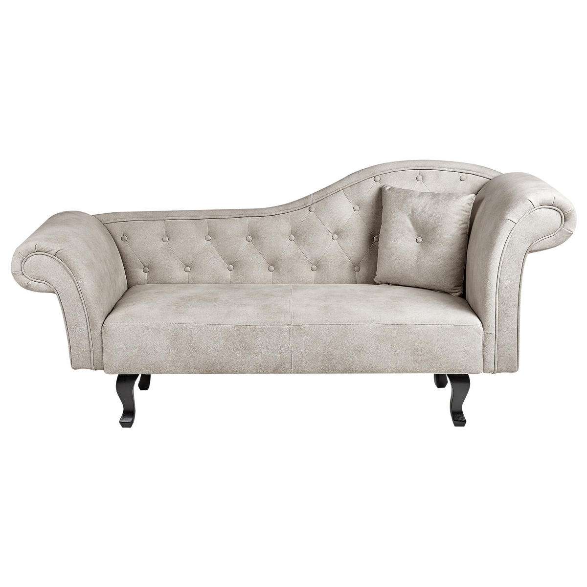 CHAISELONGUE Samtstoff taupe rechts Lattes - Beige/Dunkelbraun, Textil (192/81/59cm) - Beliani
