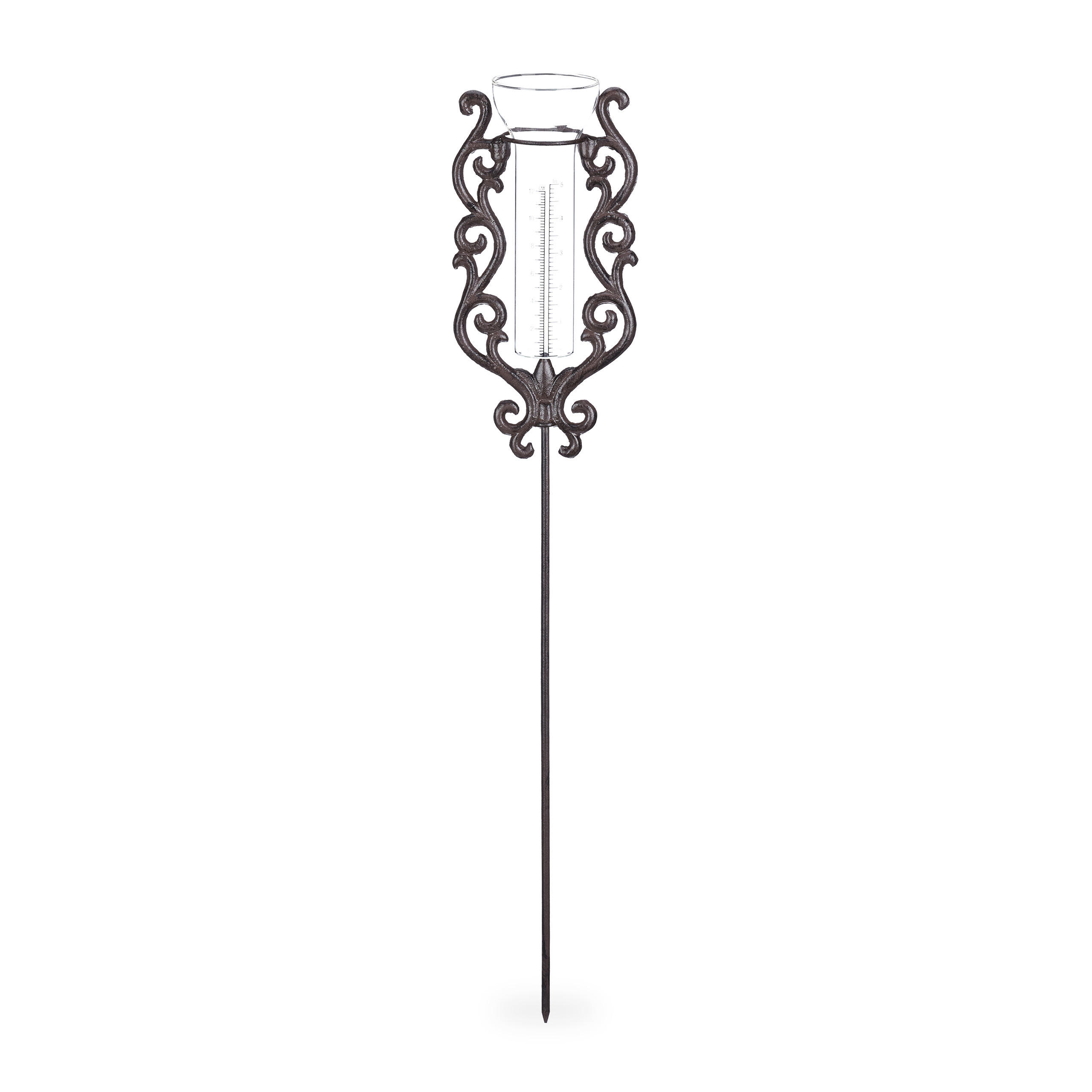 REGENMESSER Vintage - Dunkelbraun, Glas/Metall (7/70cm) - Relaxdays