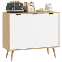 SIDEBOARD DE-11148 Chevron-Muster, 2 Türen Naturholz - Naturfarben, Holzwerkstoff (91.5/77.4/35cm) - ComfortXL