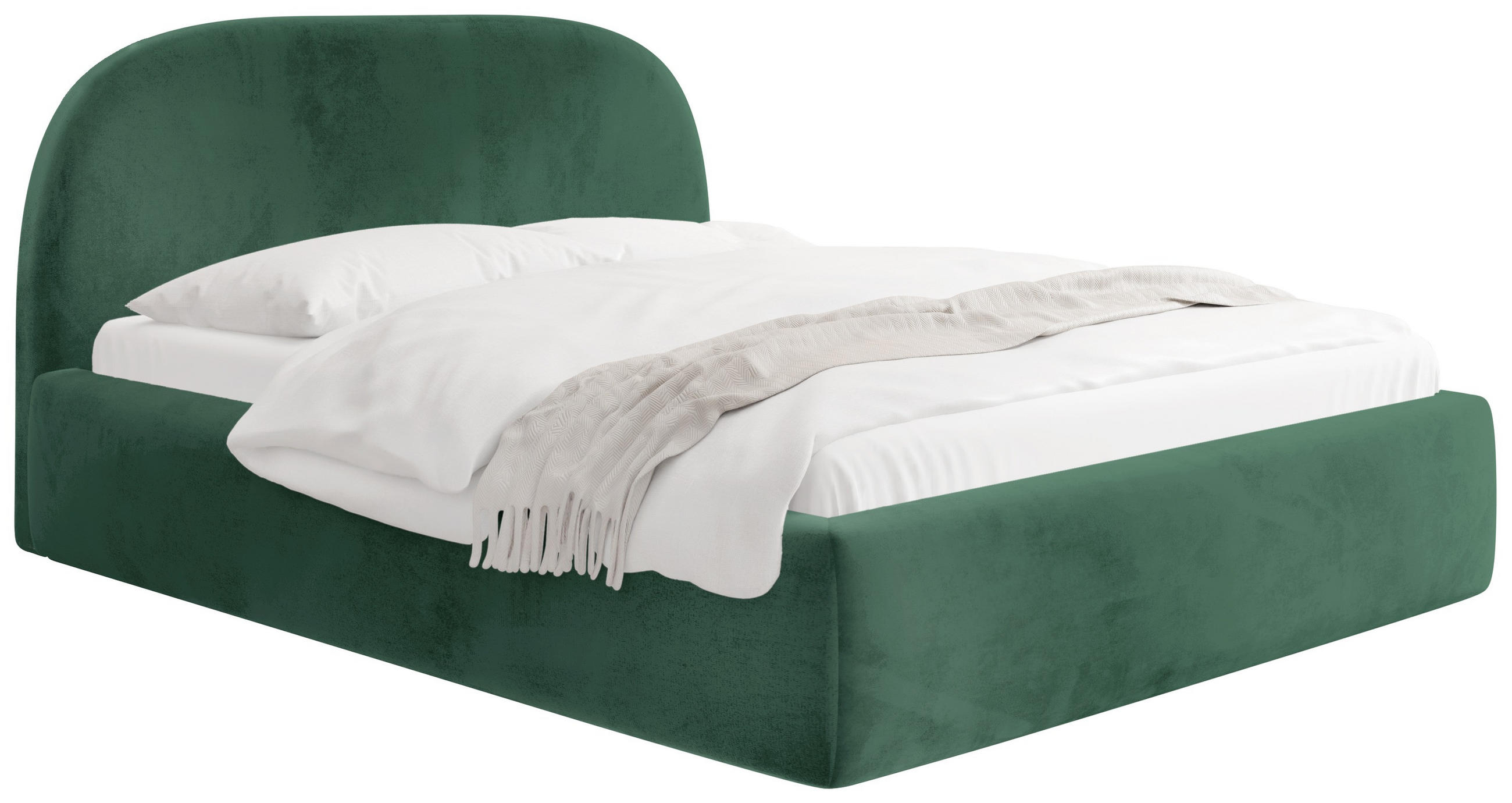 POLSTERBETT Puro mit Bettkasten, Dunkelgrün Samt 120 x 200 cm – mit Metall-Lattenrost - Dunkelgrün/Birkefarben, Kunststoff/Textil (120/200cm) - WFL GROUP