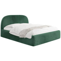 POLSTERBETT Puro mit Bettkasten, Dunkelgrün Samt 140 x 200 cm – mit Metall-Lattenrost - Dunkelgrün/Birkefarben, Kunststoff/Textil (140/200cm) - WFL GROUP