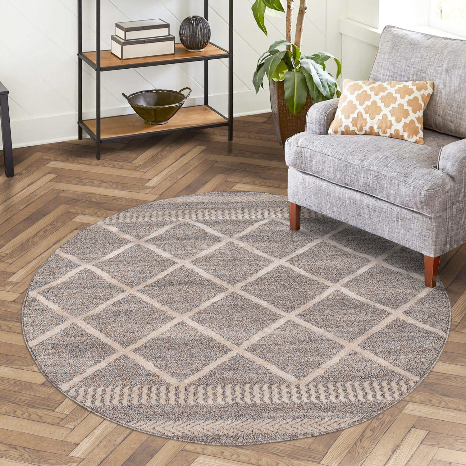 KURZFLOR-TEPPICH Art 2645 Mocca 120x120 cm rund - Braun, Textil (120/120cm) - carpet city