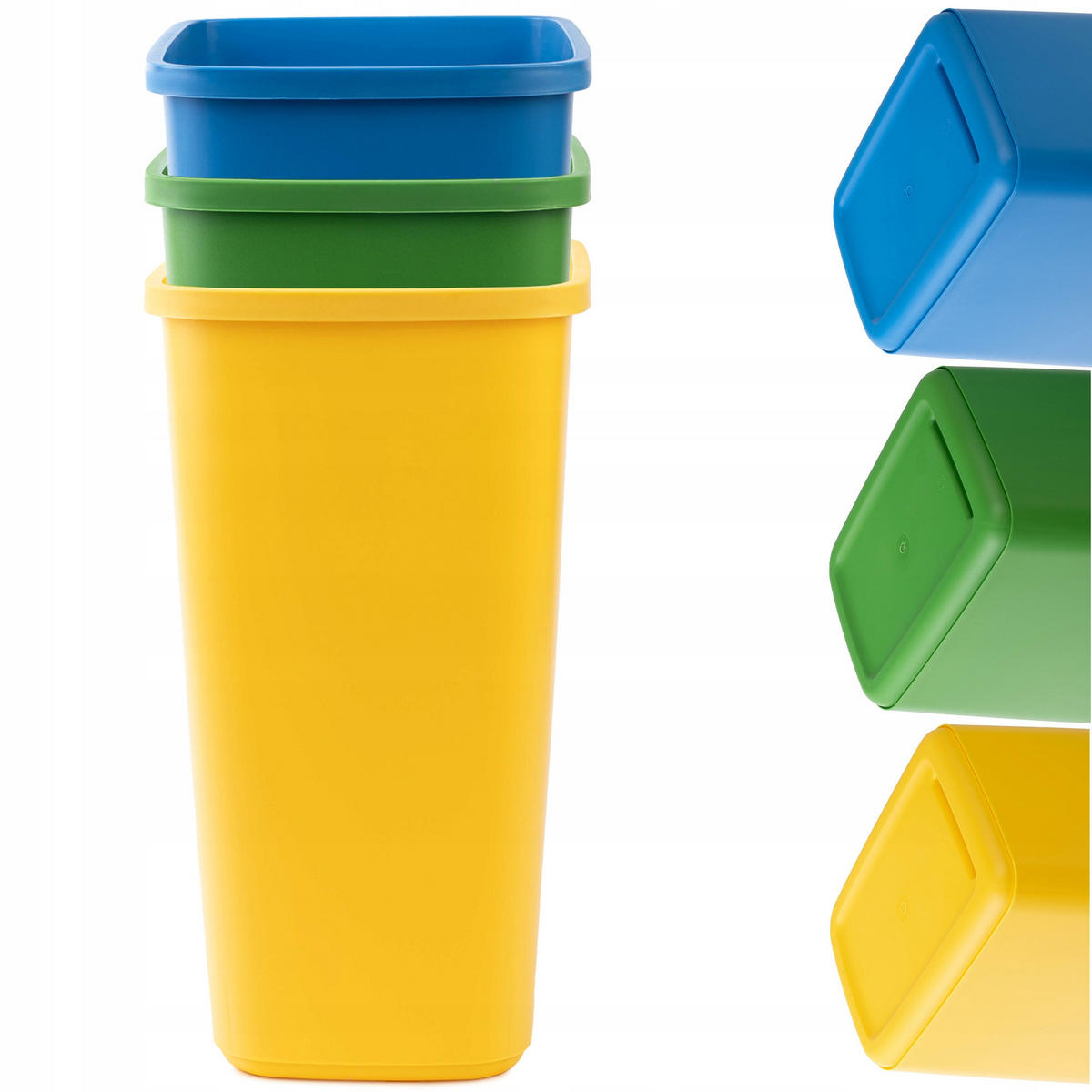 ABFALLBEHÄLTER-SET 3x12L - Blau/Gelb, Kunststoff (18/33cm) - KADAX